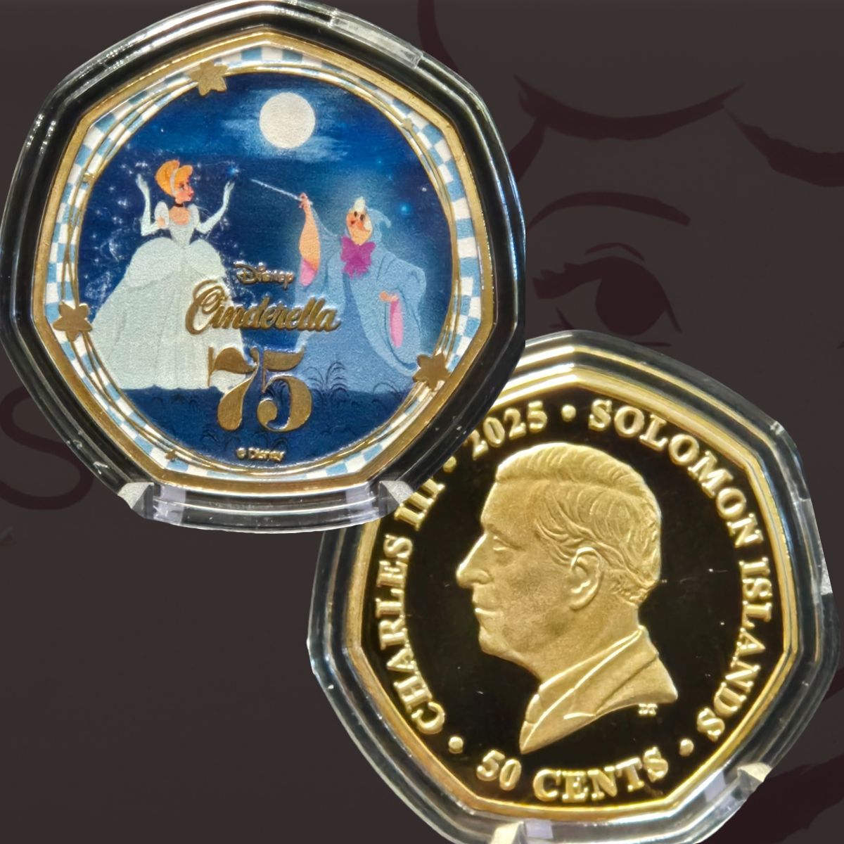 2025 Solomon Islands 50c Disney Cinderella 75th Anniversary Gold-Plated 3 Coin Boxset