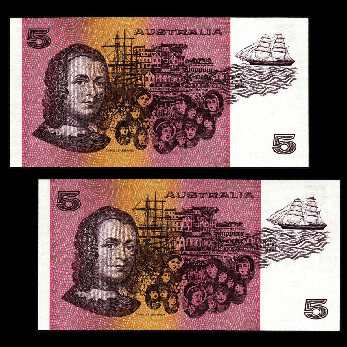 1990 $5 Fraser/Higgins Consecutive Pair R212 EF+ to aUNC