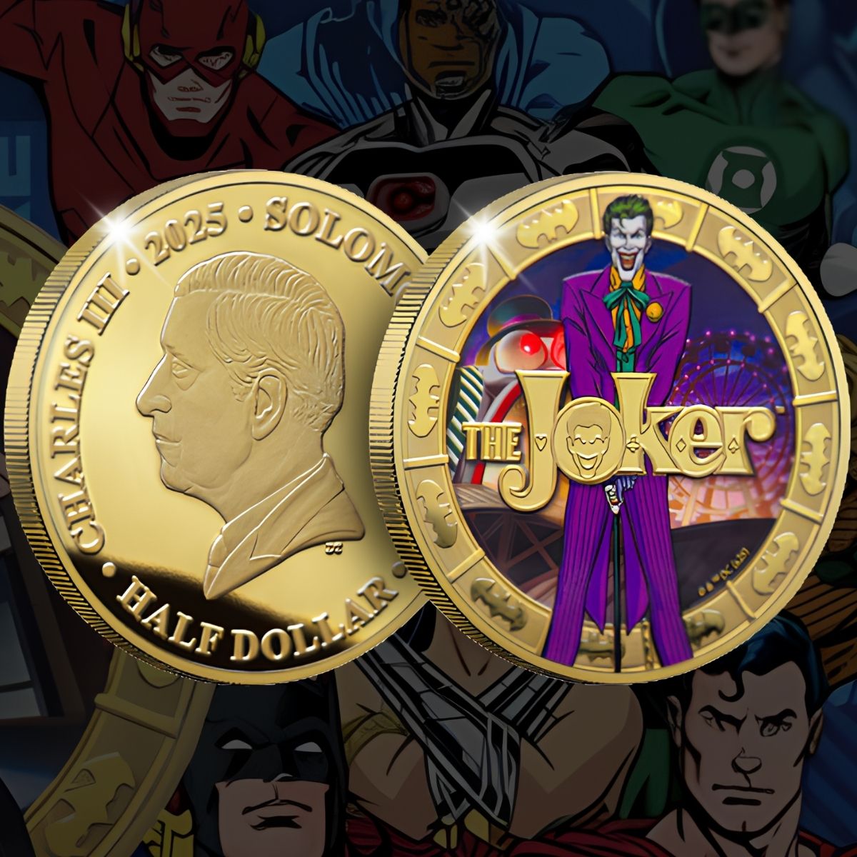 2025 Solomon Islands 50c DC Joker Gold Plated 27.5g CN Coin in Card