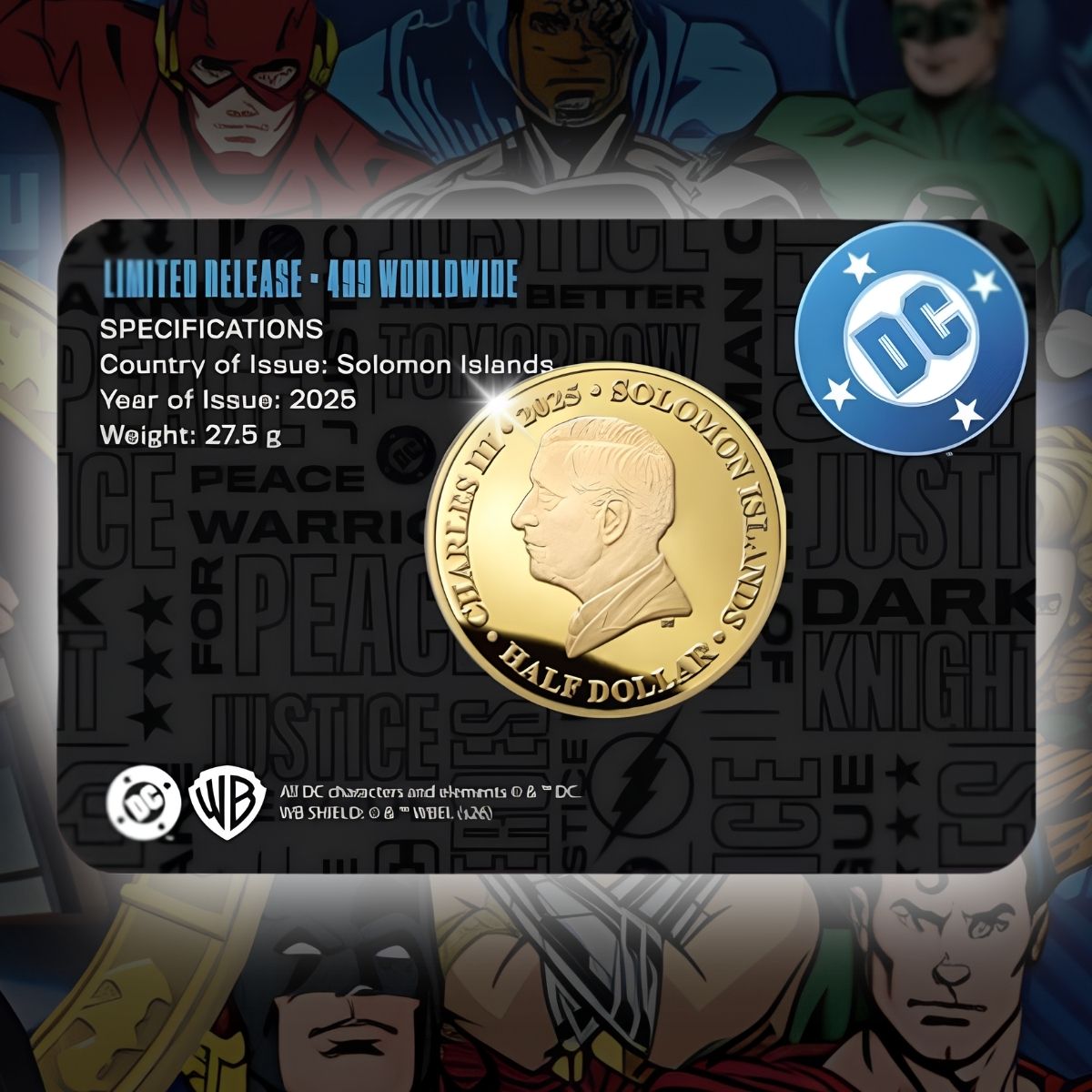 2025 Solomon Islands 50c DC Joker Gold Plated 27.5g CN Coin in Card
