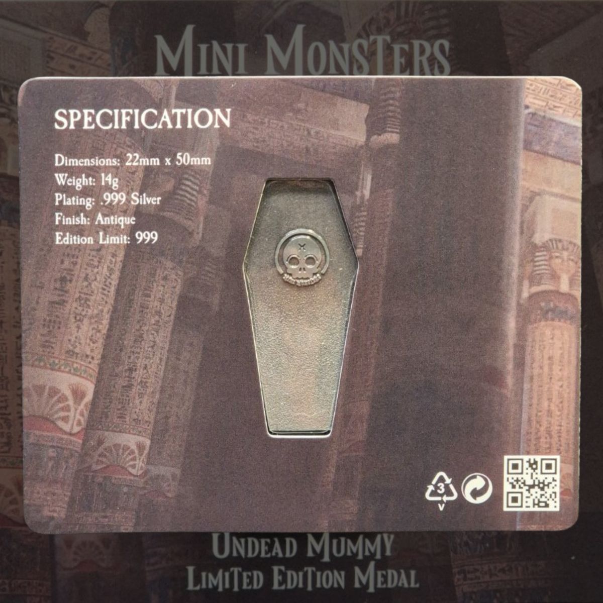 2026 Minted Mini Monsters - Undead Mummy Limited Edition Antiqued Medal
