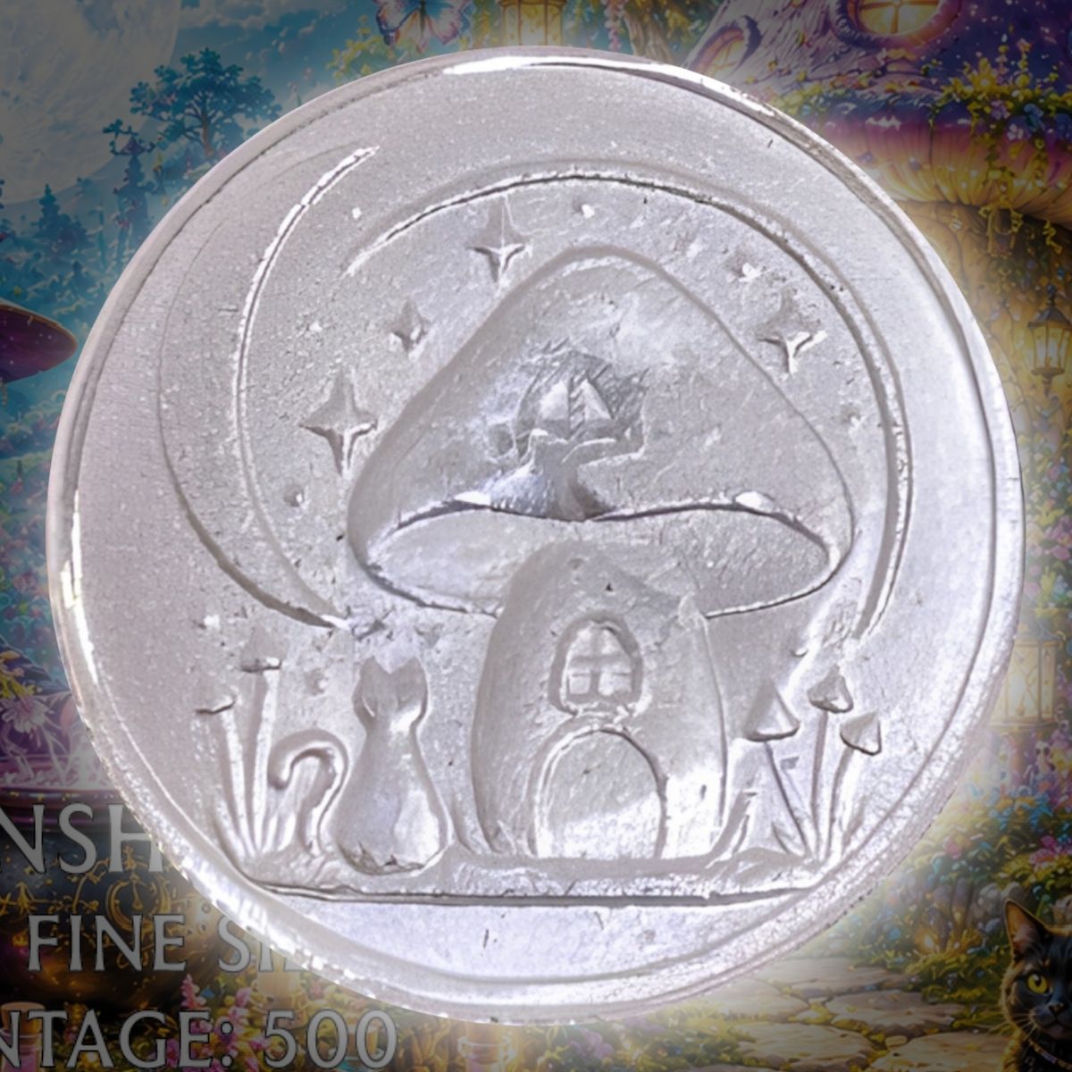 The Moonshroom Hollow 1g Fine Silver Round by Hayleybug Mint
