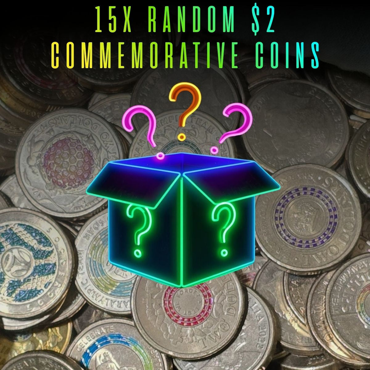 Assorted colored Australian $2 Coins - some with paint chips - circulated