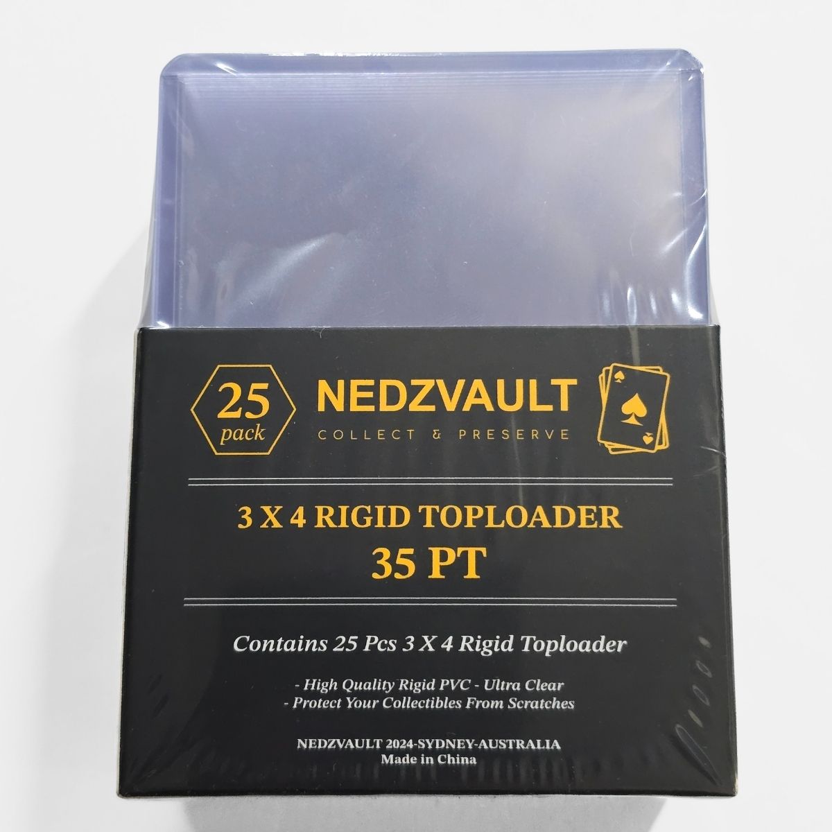 Nedz Vault 35pt Top Loaders 25 Pack – Ultra‑Clear 3"x4" Rigid TCG Card Protectors