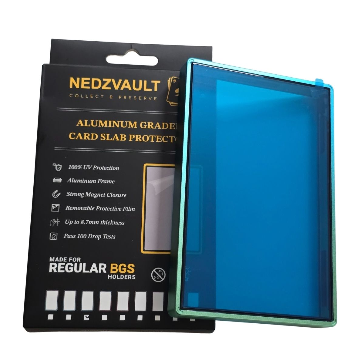 Aluminium Graded Card Slab Protector (BGS) – GRADIENT BLUE/GREEN