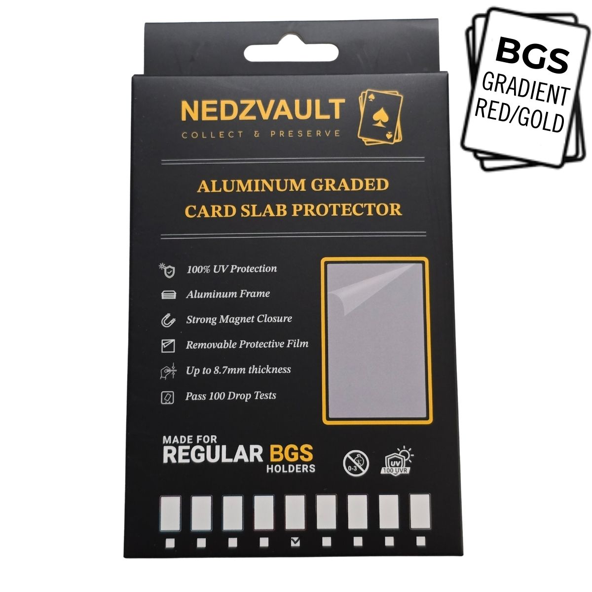 Aluminium Graded Card Slab Protector (BGS) – GRADIENT RED/GOLD