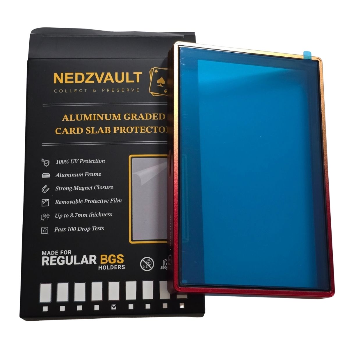 Aluminium Graded Card Slab Protector (BGS) – GRADIENT RED/GOLD