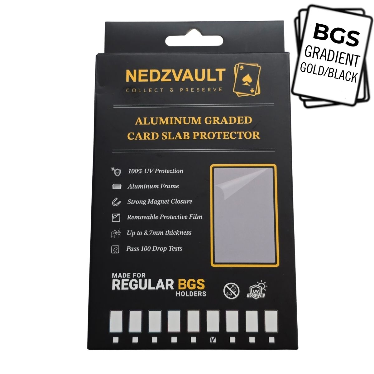 Aluminium Graded Card Slab Protector (BGS) – GRADIENT BLACK/GOLD