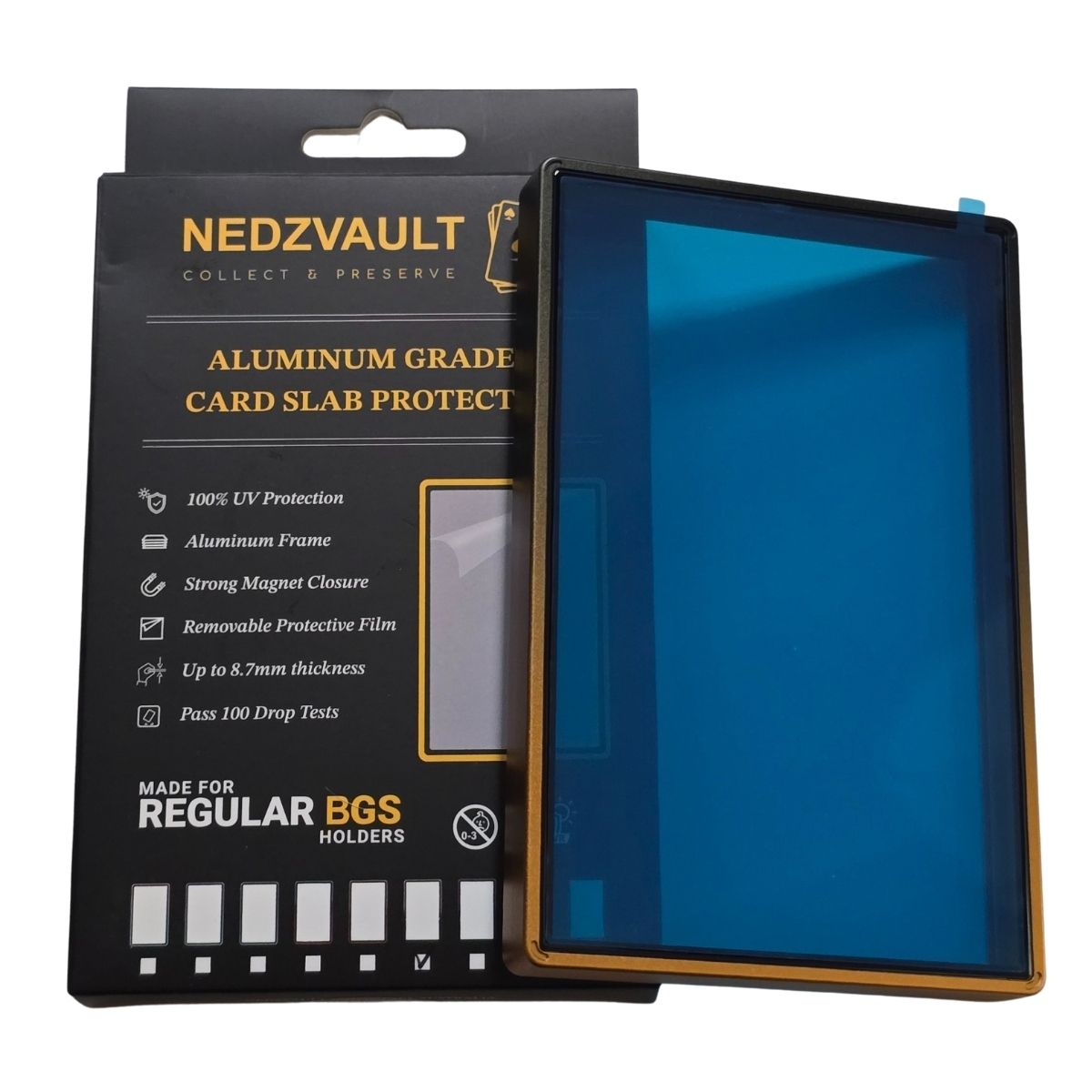 Aluminium Graded Card Slab Protector (BGS) – GRADIENT BLACK/GOLD