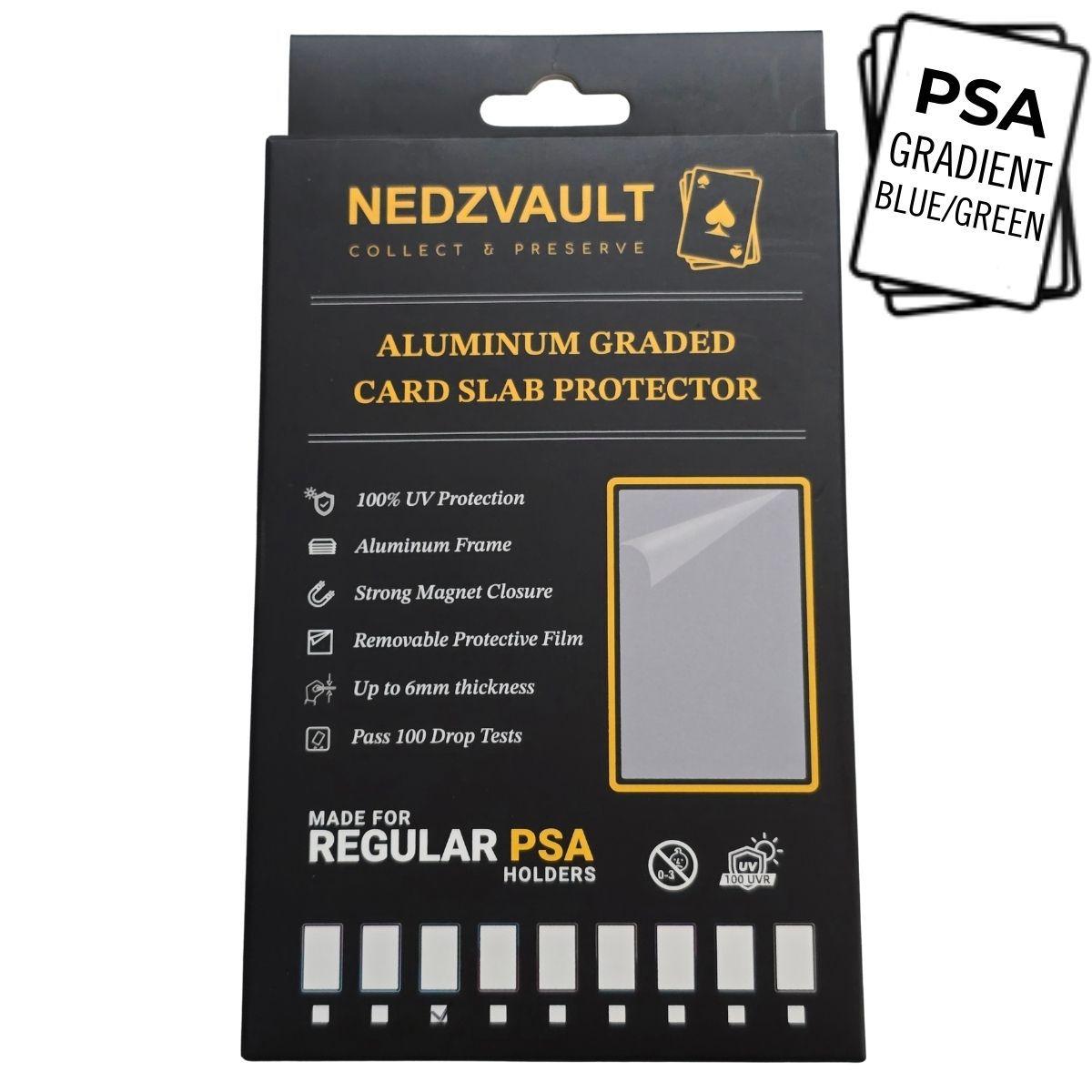 Aluminium Graded Card Slab Protector (PSA) – GRADIENT BLUE/GREEN