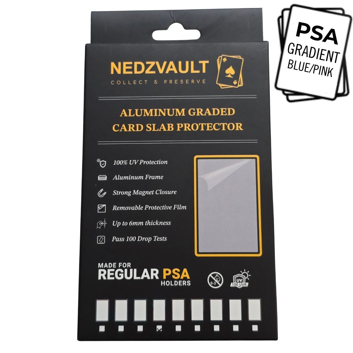 Aluminium Graded Card Slab Protector (PSA) – GRADIENT BLUE/PINK