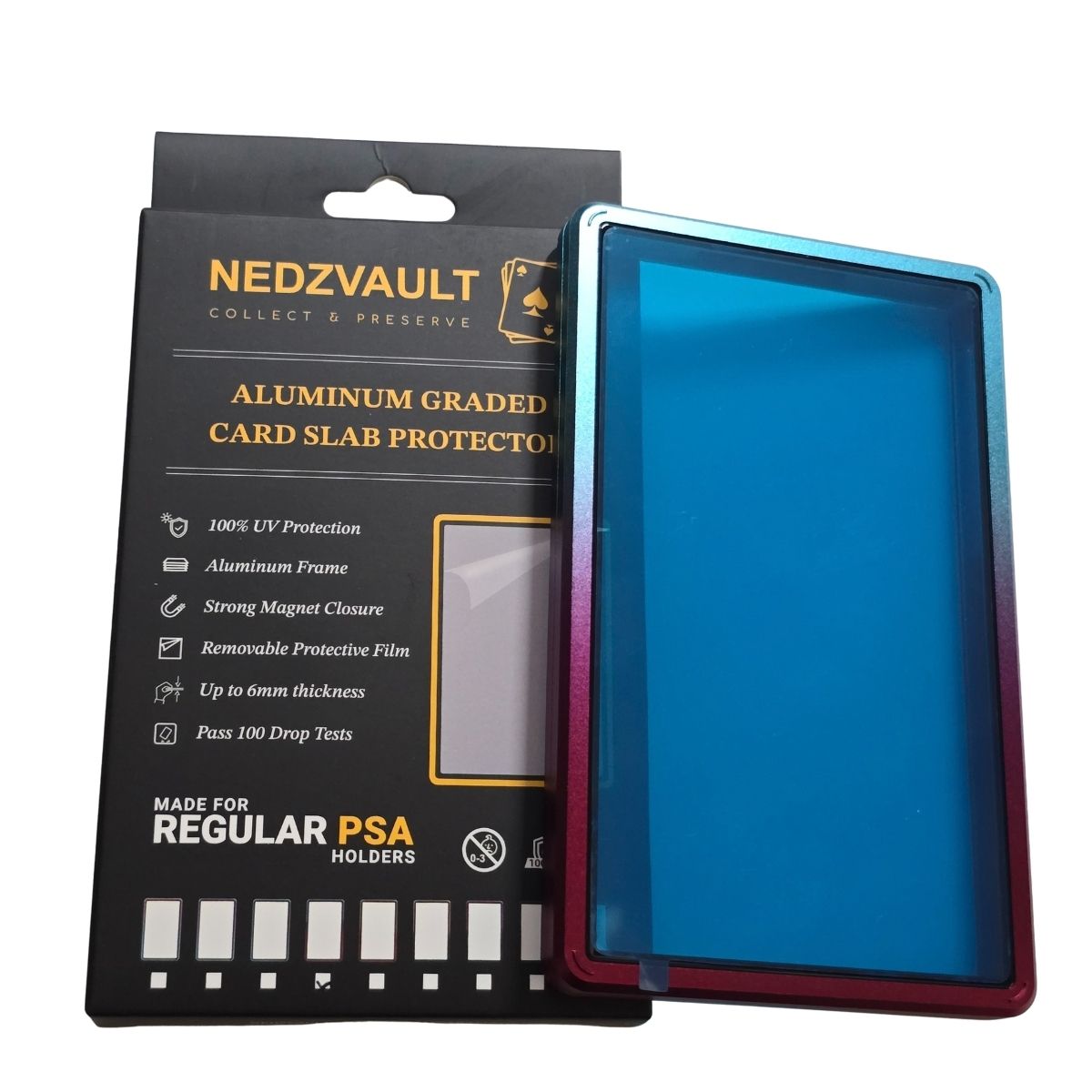 Aluminium Graded Card Slab Protector (PSA) – GRADIENT BLUE/PINK