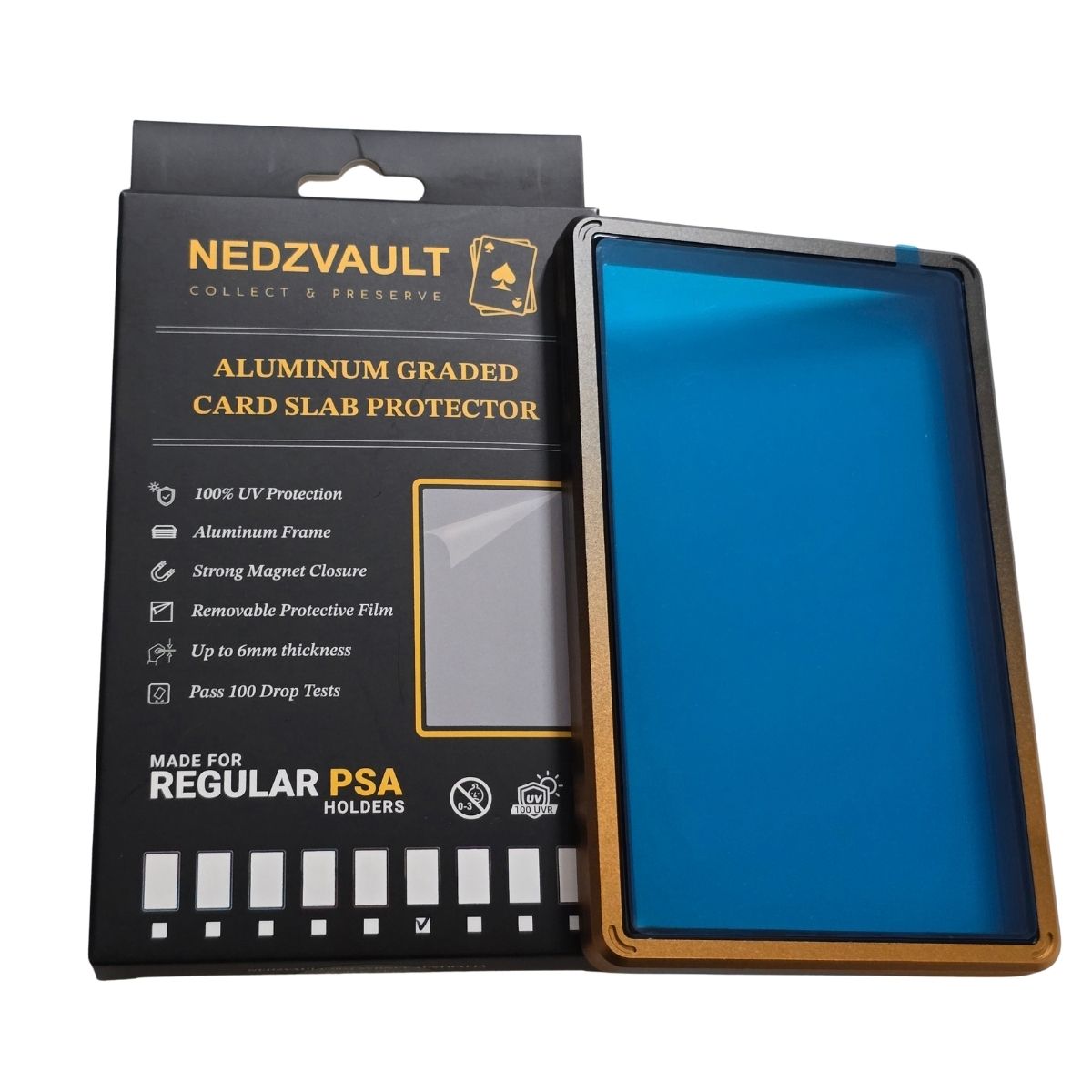 Aluminium Graded Card Slab Protector (PSA) – GRADIENT BLACK/GOLD