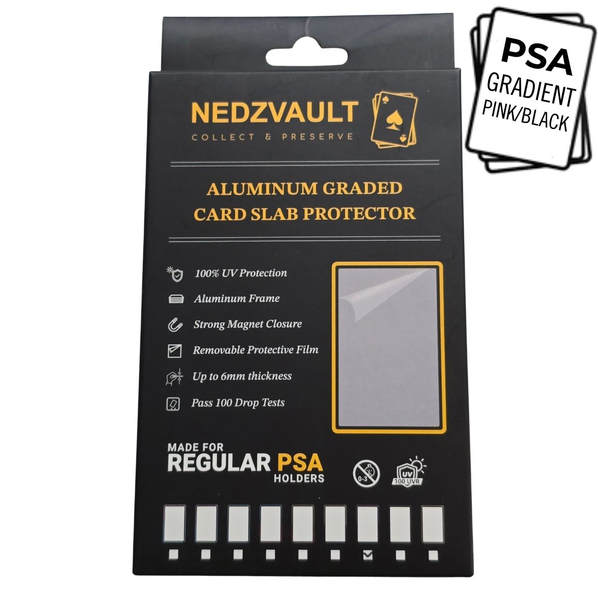 Aluminium Graded Card Slab Protector (PSA) – GRADIENT BLACK/PINK