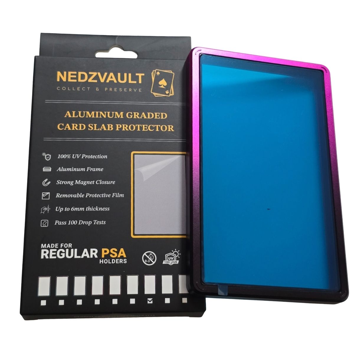 Aluminium Graded Card Slab Protector (PSA) – GRADIENT BLACK/PINK