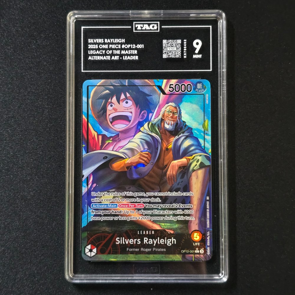 2025 One Piece - Silvers Rayleigh - Alternate Art Leader - OP12-001 - TAG Mint 9