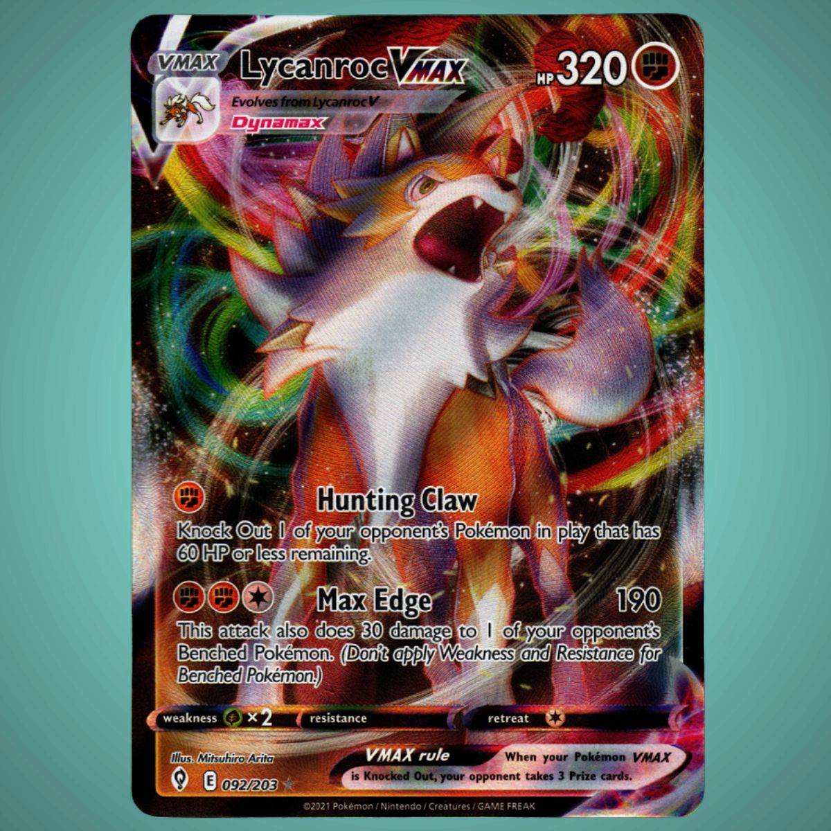 Evolving Skies - 092/203 - Lycanroc VMAX - Ultra Rare – English Pokémon TCG