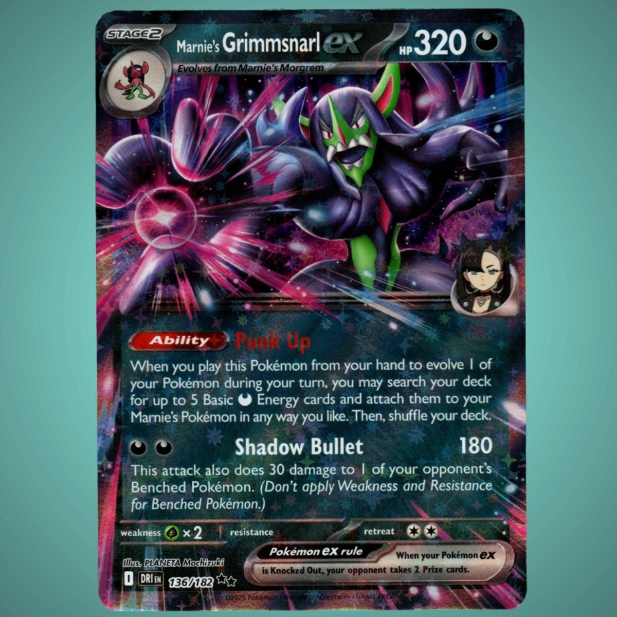 Destined Rivals  - 136/182 - Marnie's Grimmsnarl EX - Double Rare - English Pokémon TCG