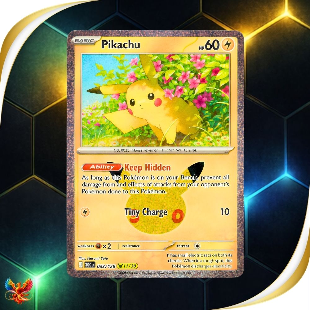 30th Celebrations - 033/128 - Pikachu - Pikachu Rare 11/30 - English Pokémon TCG
