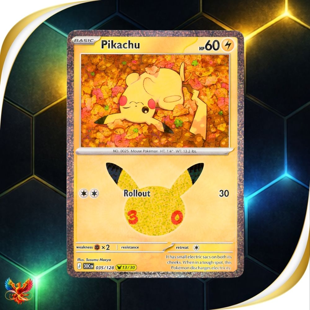 30th Celebrations - 035/128 - Pikachu - Pikachu Rare 13/30 - English Pokémon TCG