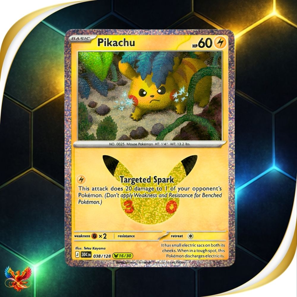 30th Celebrations - 038/128 - Pikachu - Pikachu Rare 16/30 - English Pokémon TCG