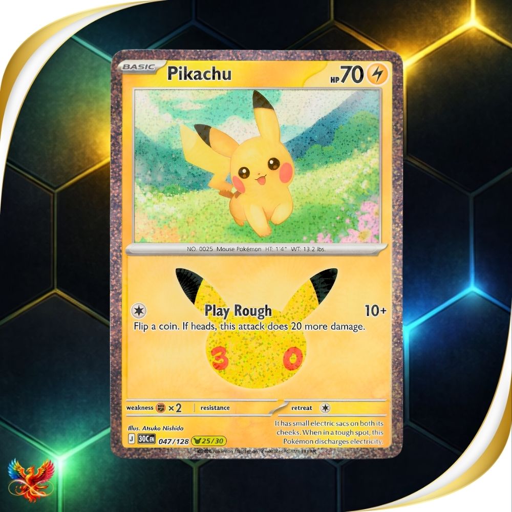 30th Celebrations - 047/128 - Pikachu - Pikachu Rare 25/30 - English Pokémon TCG