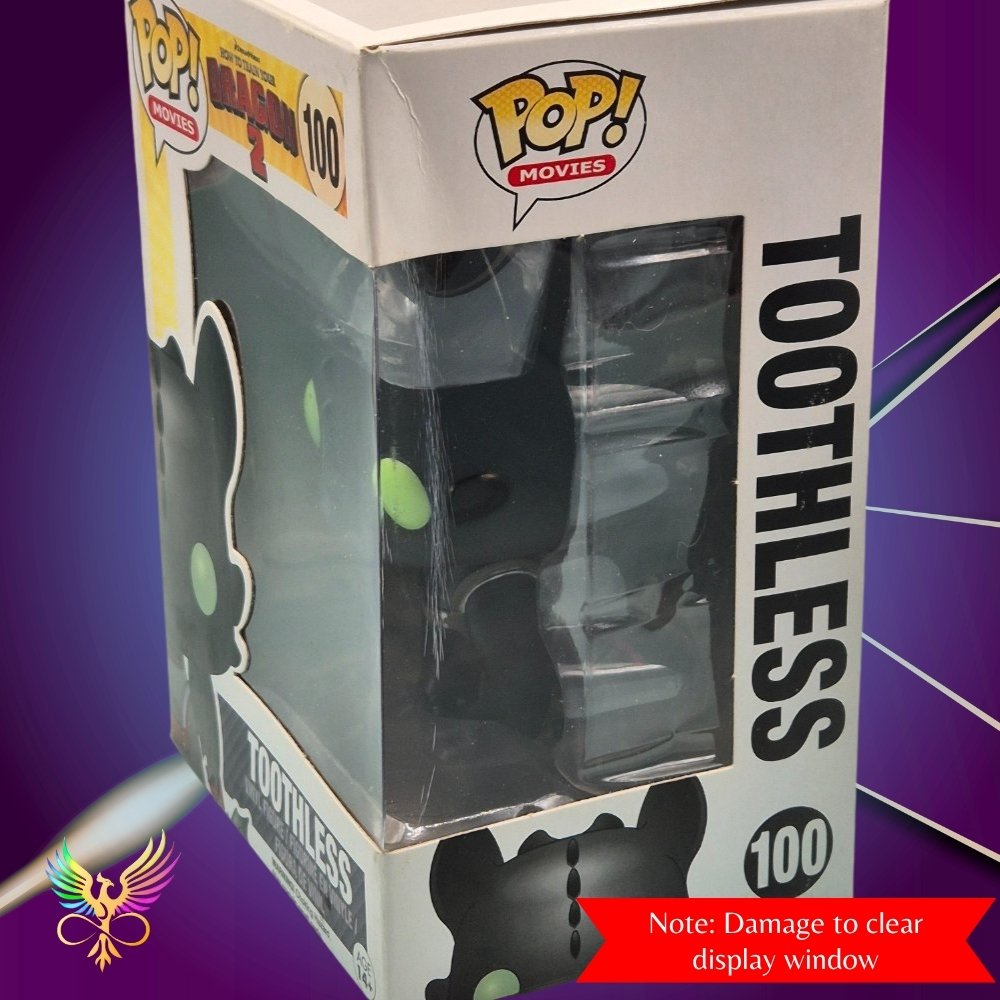 Funko Pop! Toothless figure in packaging with visible damage to display window.