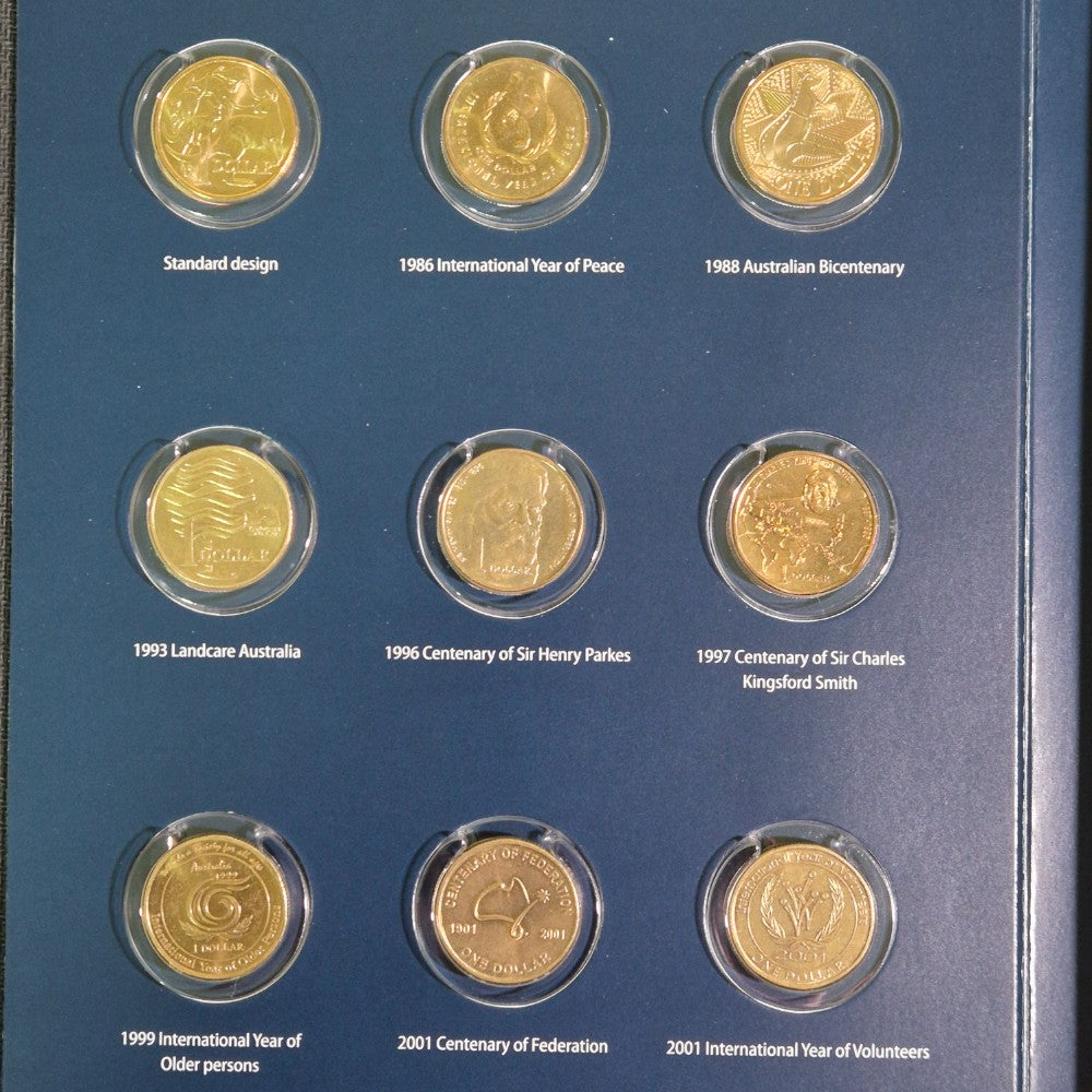 Royal Australian Mint $1 Coin Collection Folder with 29x circulated $1 coins and nifc designs page 1