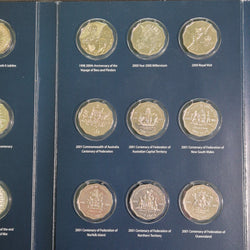 Royal Australian Mint Fifty Cent Coin Collection Folder with 35x circulated 50c coins including commemorative circulating designs and NIFC designs. Page 2