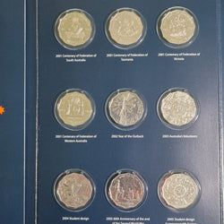 Royal Australian Mint Fifty Cent Coin Collection Folder with 35x circulated 50c coins including commemorative circulating designs and NIFC designs. Page 3