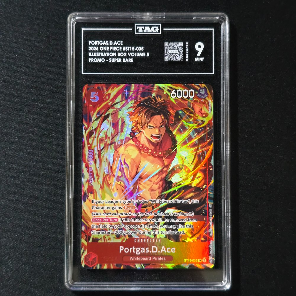 2026 One Piece - Portgas D. Ace - Super Rare Promo [IB-05] - ST15-005 - TAG Mint 9