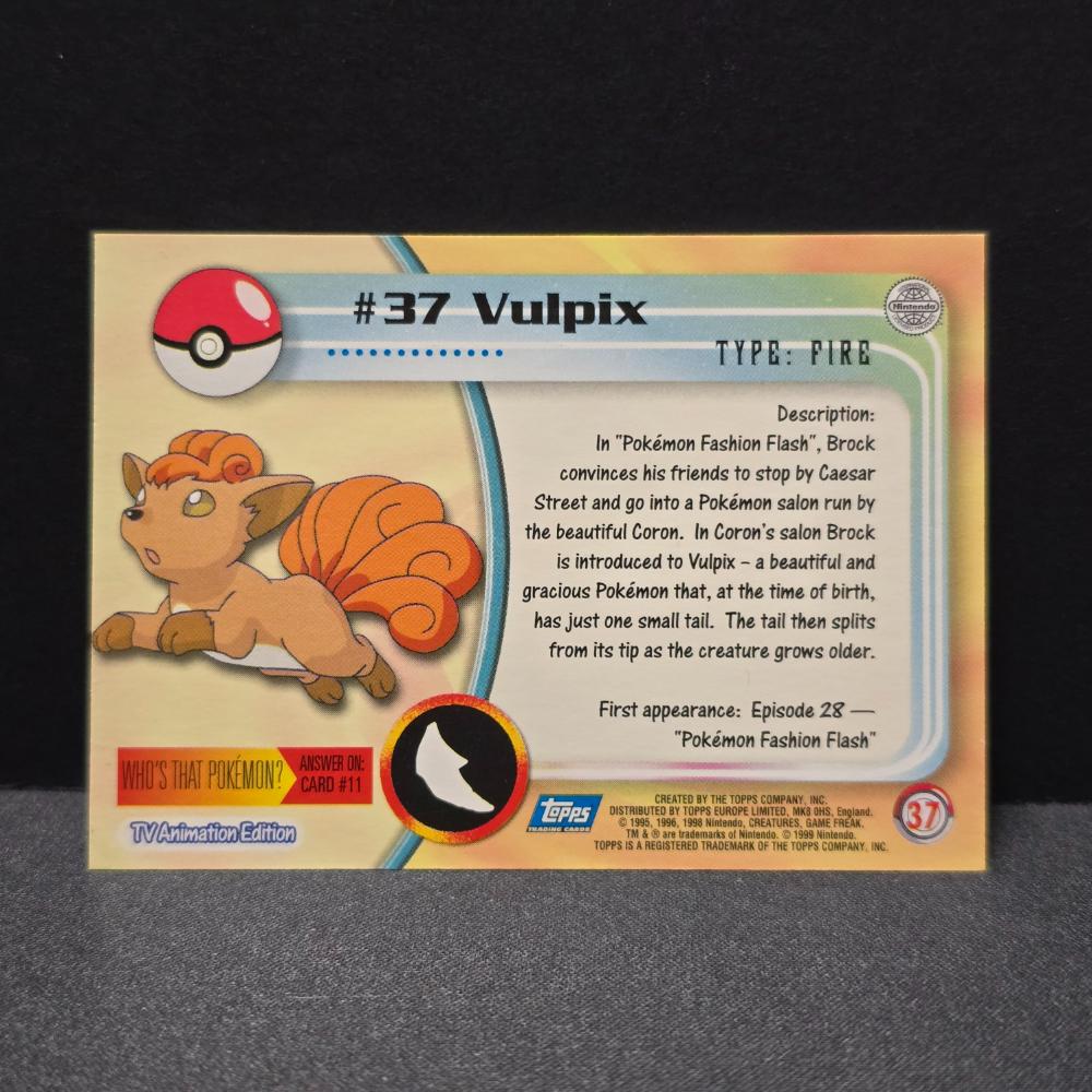 1999 Pokémon Topps TV Animation Edition Series 1 Vulpix #37