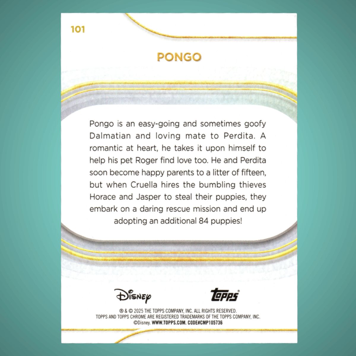 2025 Topps® Chrome Disney #101 Pongo Mini Diamonds Refractor