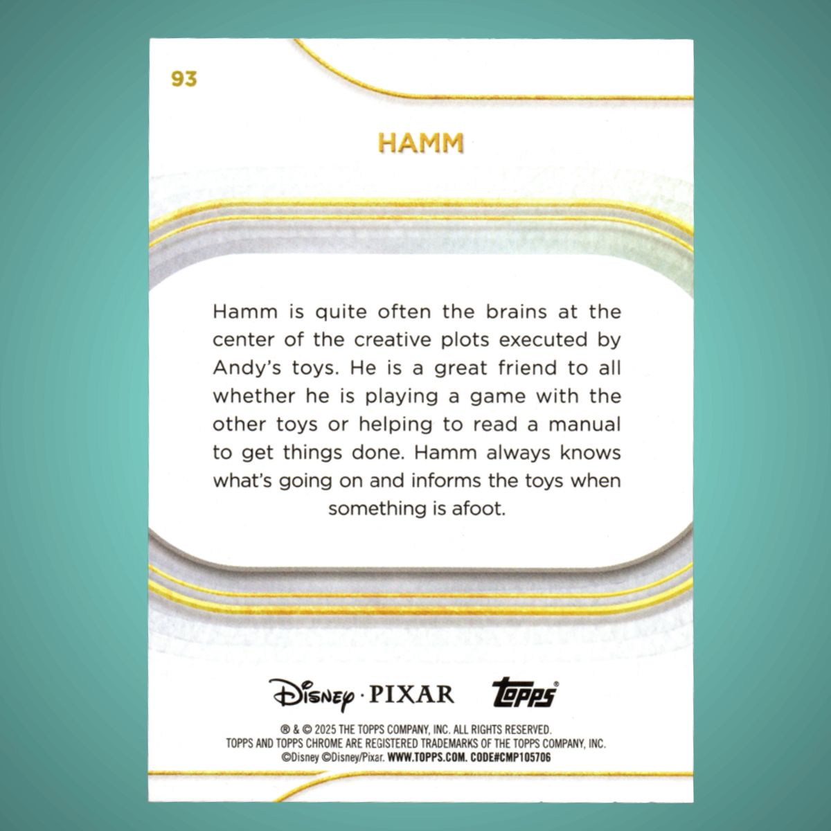 2025 Topps® Chrome Disney #93 Hamm Aqua Mini Diamonds /199 Refractor