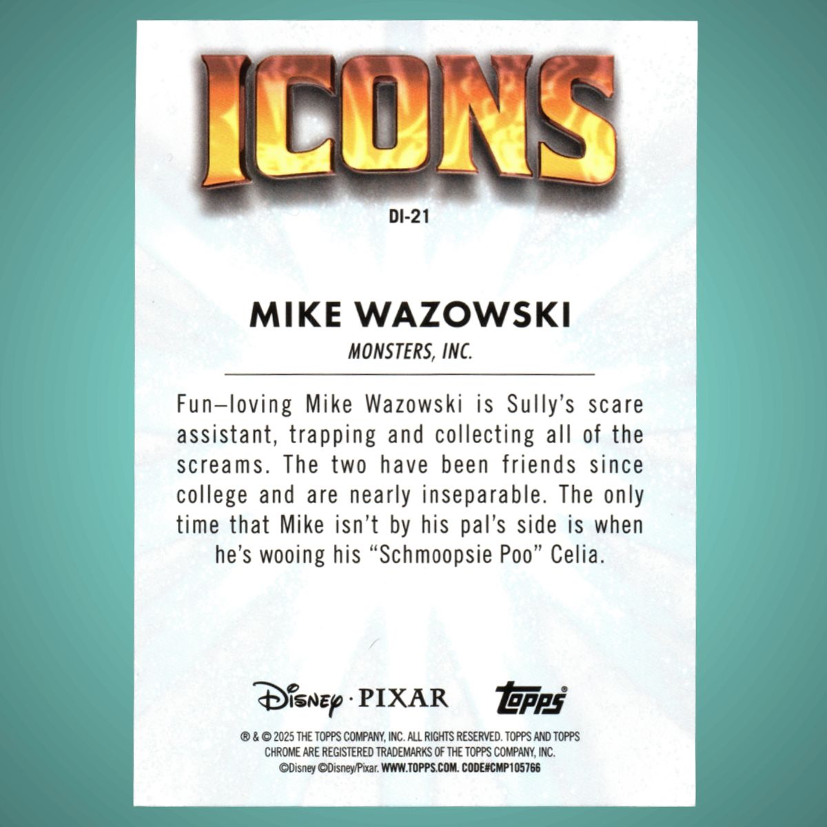 2025 Topps® Chrome Disney Icons Mike Wazowski (Monsters Inc.) DI-21