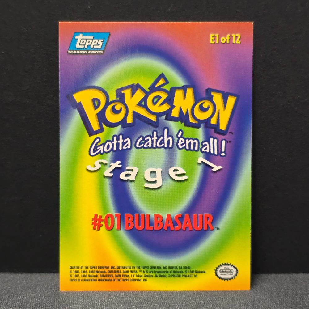 1999 Pokémon Topps Gotta Catch 'Em All #01 Bulbasaur — Stage 1 — E1 of 12