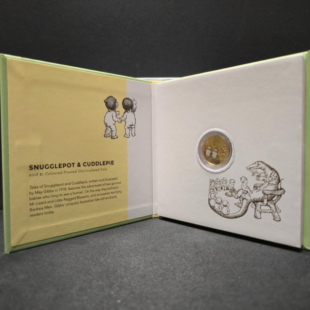 2018 $1 Treasured Australian Stories Two Coloured Frosted Uncirculated Coin Set Snugglepot & Cuddlepie