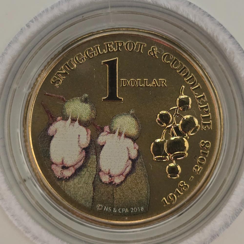 2018 $1 Treasured Australian Stories Two Coloured Frosted Uncirculated Coin Set Snugglepot & Cuddlepie