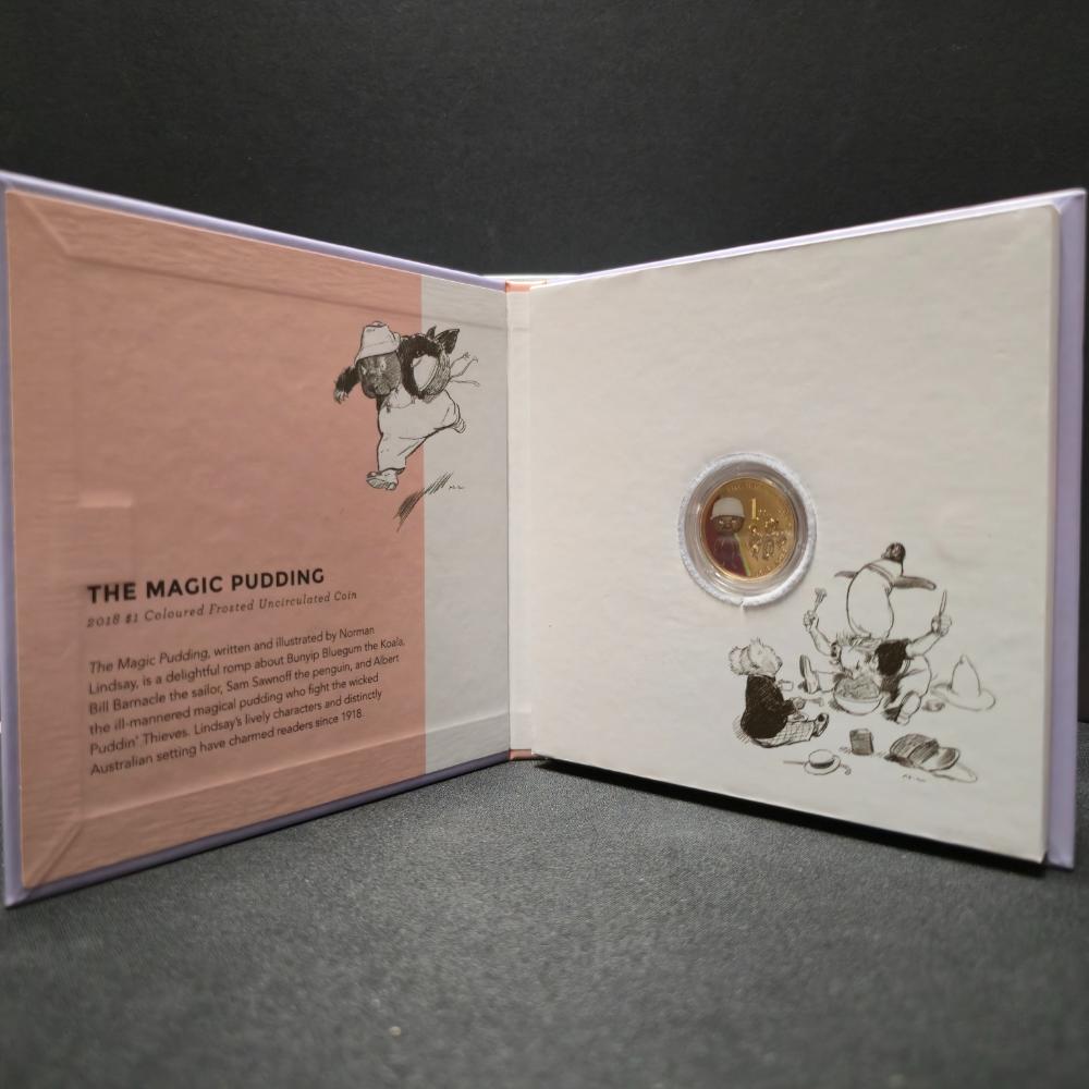 2018 $1 Treasured Australian Stories Two Coloured Frosted Uncirculated Coin Set The Magic Pudding