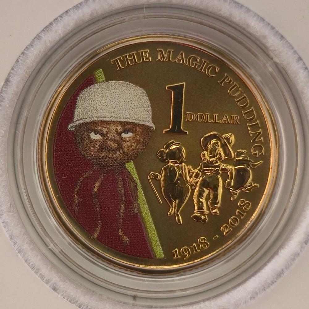 2018 $1 Treasured Australian Stories Two Coloured Frosted Uncirculated Coin Set The Magic Pudding