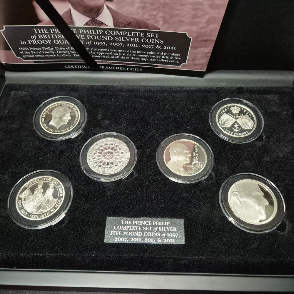 1997-2021 The Prince Philip Complete set of British Five Pound Silver Coins