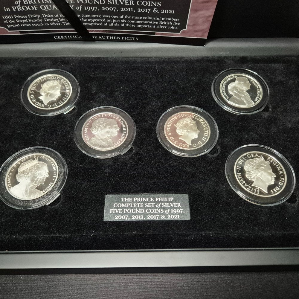 1997-2021 The Prince Philip Complete set of British Five Pound Silver Coins