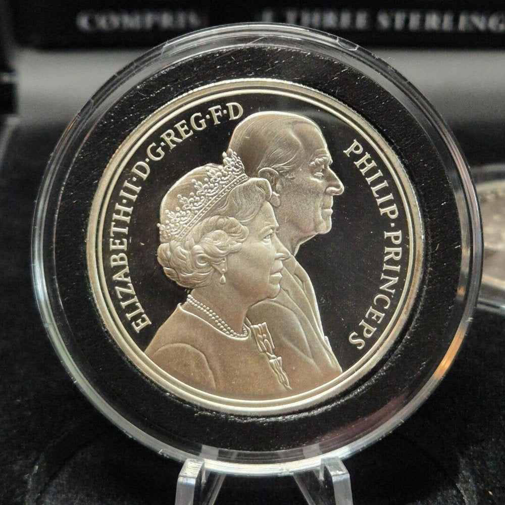 QEII & Prince Philip Wedding Milestones Silver Crown Three Coin Set