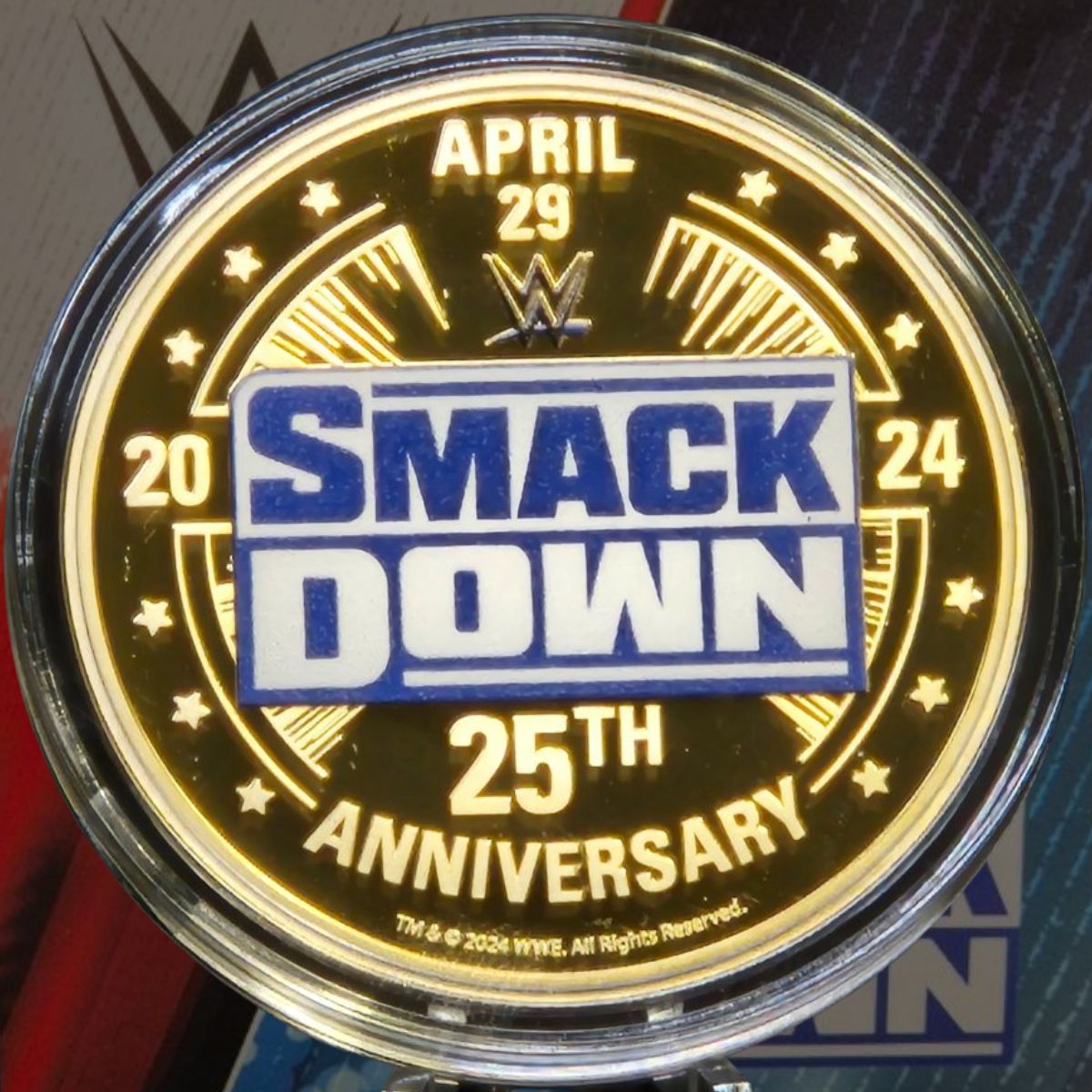 2024 WWE Smackdown 50mm Gold Plated Commemorative Medallion